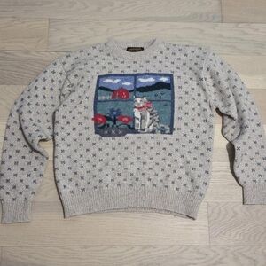 Vintage 80s Eddie Bauer Cat Sweater